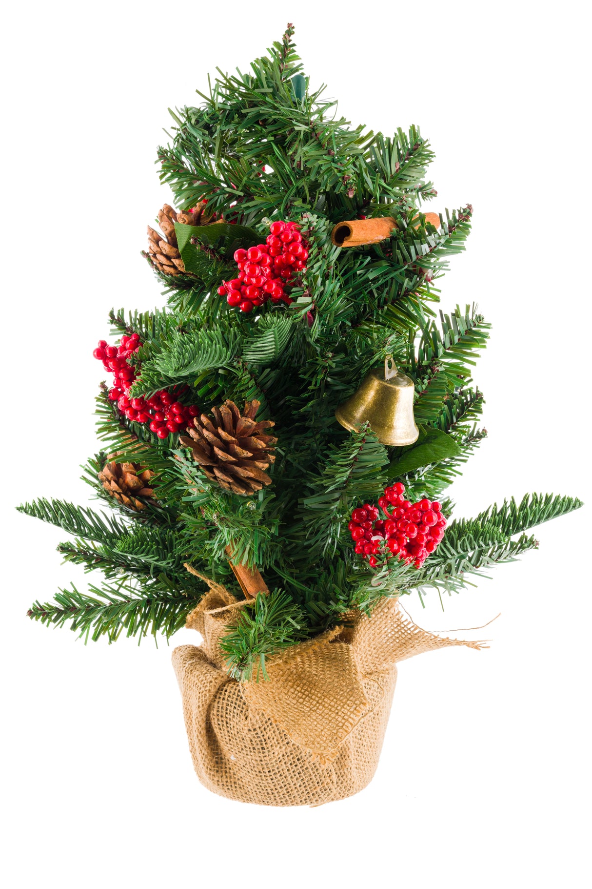 24" Green Pvc Cinnamon Stick Warm White LED Christmas Tree