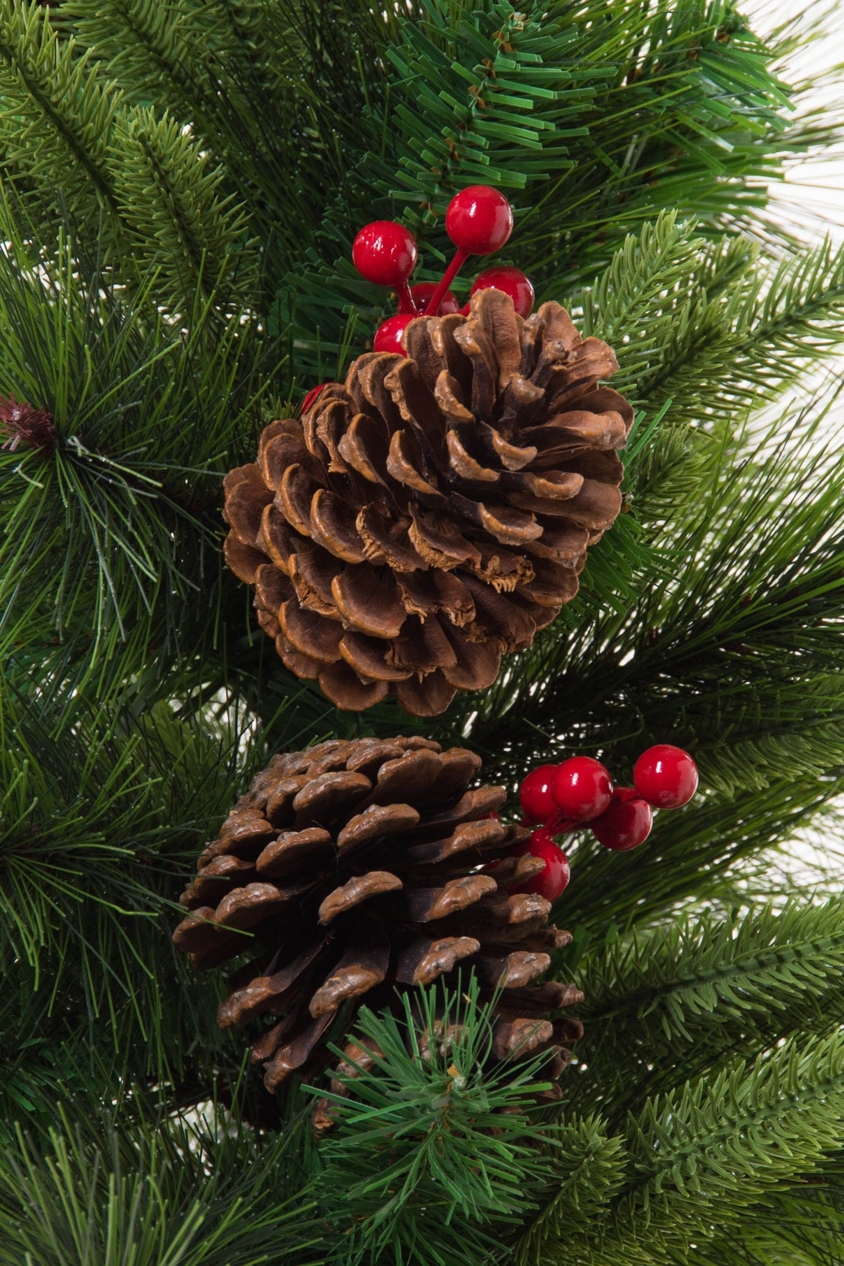 24" Green Pvc Mixed Pine Table Top Trees with Pinecones