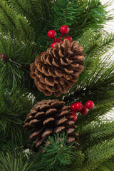24" Green Pvc Mixed Pine Table Top Trees with Pinecones