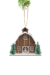 3.75" Hanging Brown Cardboard Big Barnhouse LED Ornament with Steeple