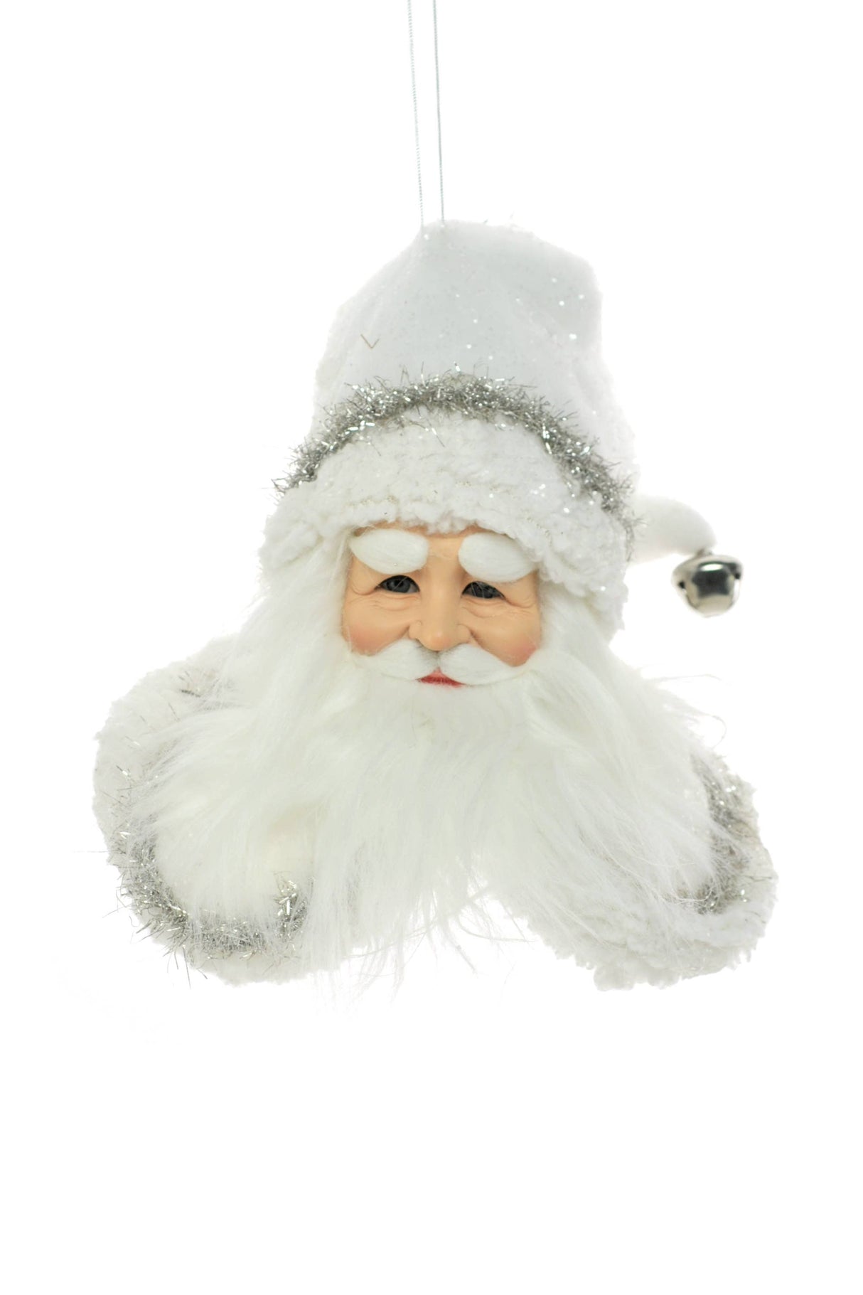 10" White Cloth Santa Head Decoration