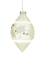 5.75" Hanging Striped Silver Glass Pine Tree Finial