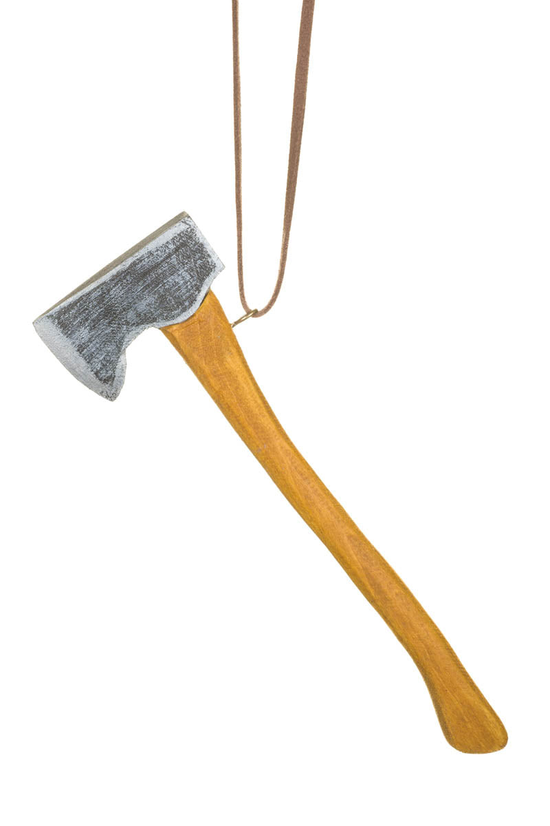 7.75" Umber Wooden Axe Wall Ornament
