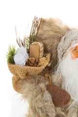 12" Brown Cloth Woodsy Santa Figurine with Lantern