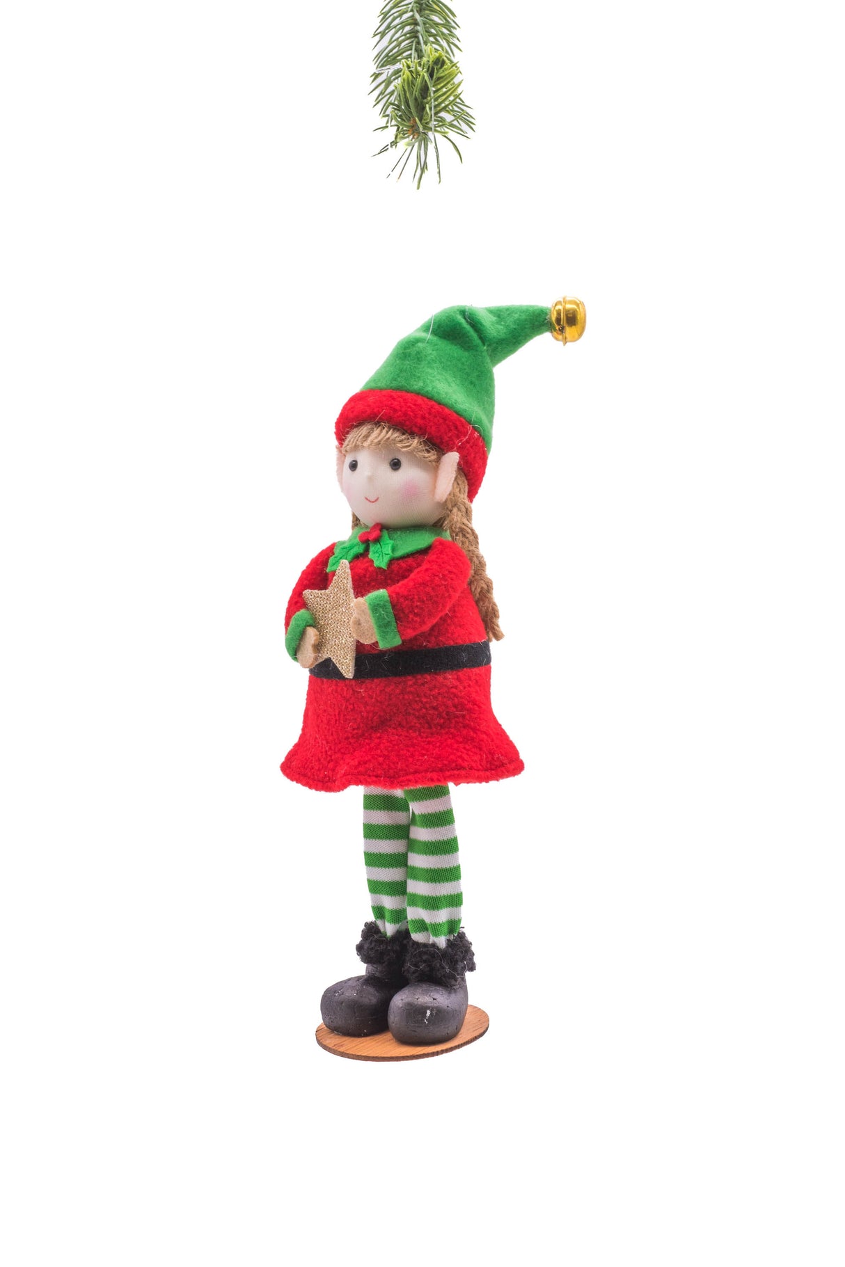 10" Hanging Red and Green Cloth Cheery Elf