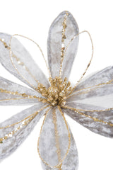 7.85" Gray and Gold Cloth Gardenia Tree Pick