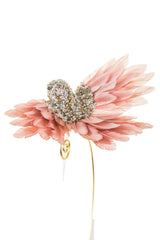 6.5" Clip-On Beaded Puce and Copper Foam Bird Ornament with Wings