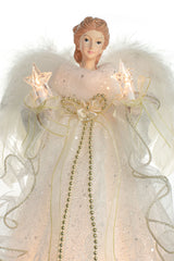 12" Ivory Cloth Modern 10-Light Angel Tree Topper