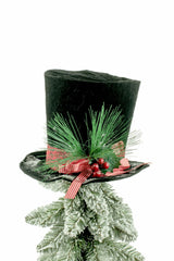 9" Black Cloth Top Hat Tree Topper with Holiday Spray