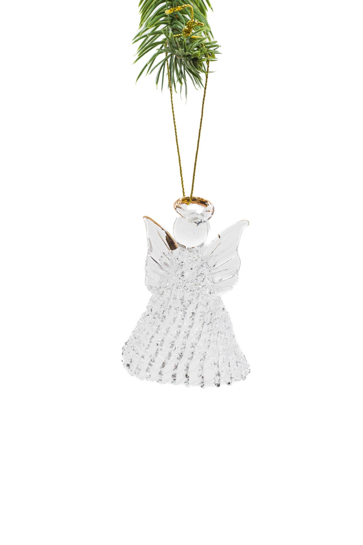 3" Hanging Pearline Clear Glass Crystal Angel Ornament with Heart