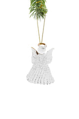3" Hanging Pearline Clear Glass Crystal Angel Ornament with Heart