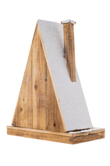 17"Triangular Smokey and White Wood House LED Display with Glittered Roof