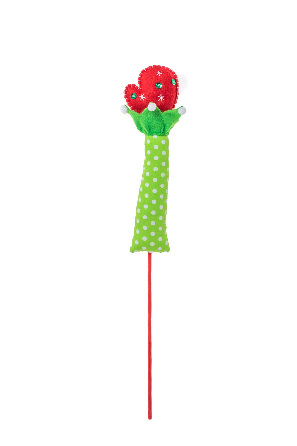 20" Dotted Green and White Cloth Elf Arm Tree Pick