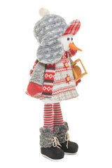 26" Red and Gray Knitted Hill-Bound Snowman with Toboggan