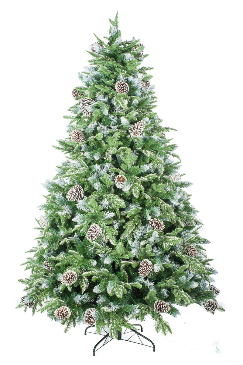 86" Hanging Blue Pvc/Pe Mixed Spruce Warm White LED Christmas Trees with Frosted Pinecones