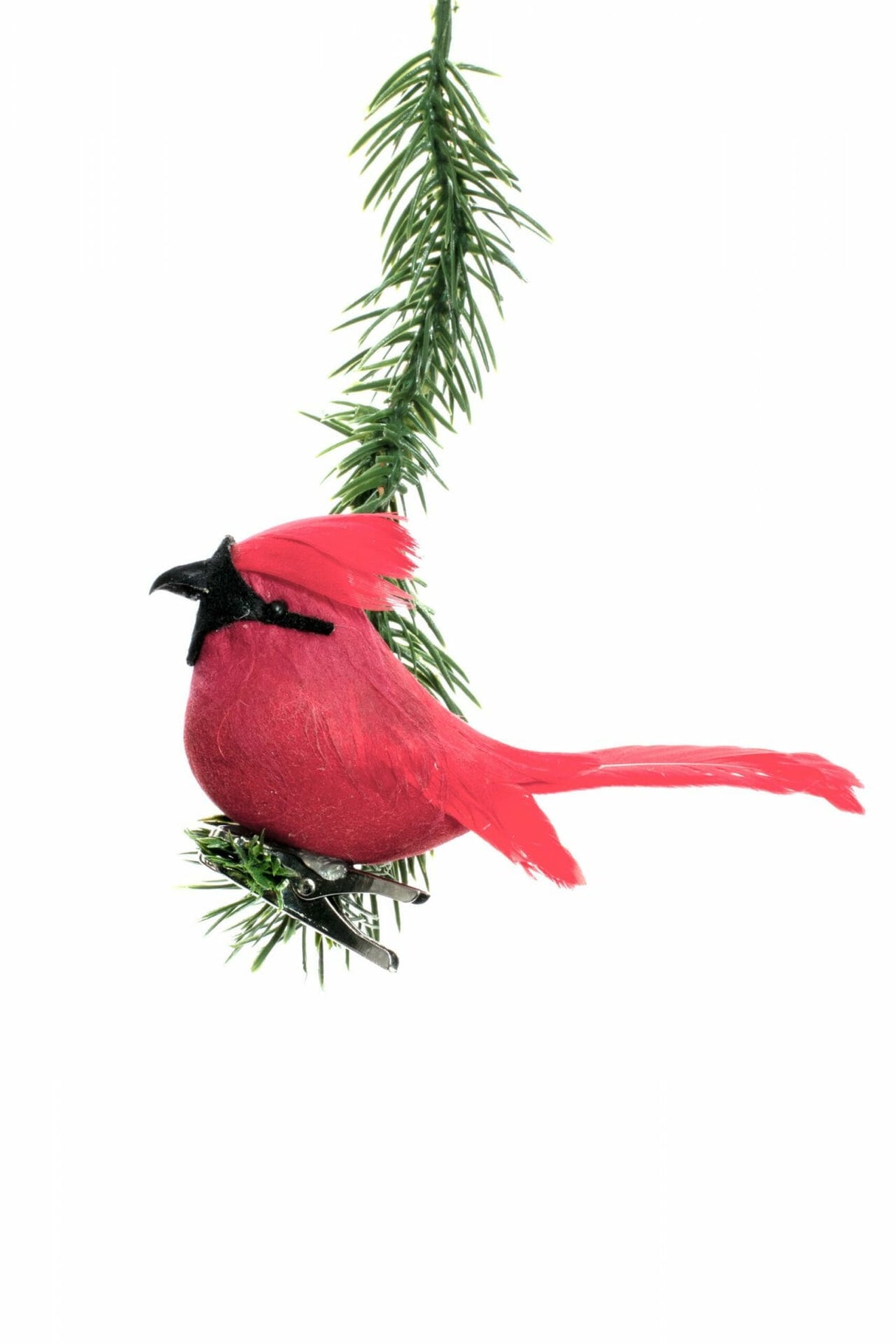 4.5" Clip-On Red Feathered Cardinal Ornament