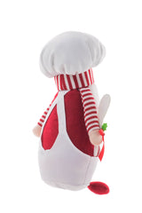 12.5" Striped White and Red Cloth Chef Santa Gnome with Spatula
