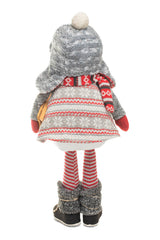 26" Red and Gray Knitted Hill-Bound Snowman with Toboggan