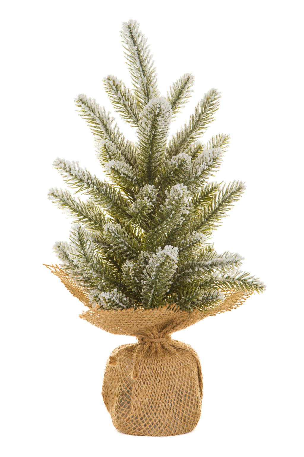 14" Frosted Green and White Pvc Christmas Tree with Burlap Wrapped Base