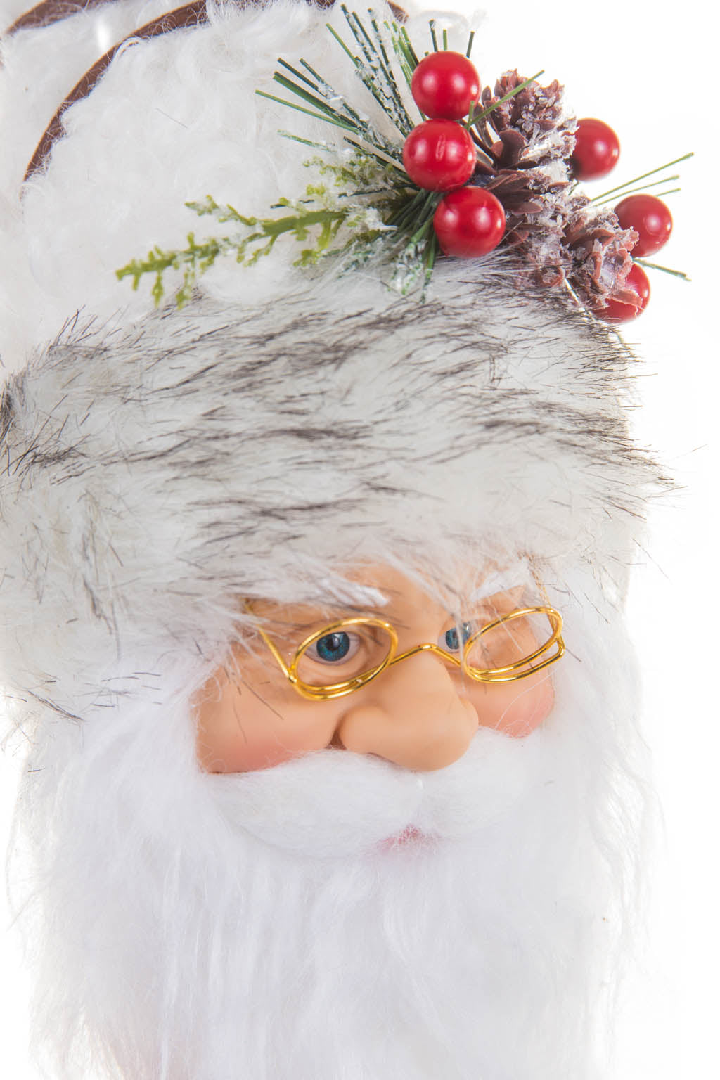 9.5" Hangable White Furry Santa Head Ornament