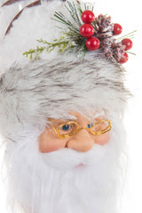 9.5" Hangable White Furry Santa Head Ornament