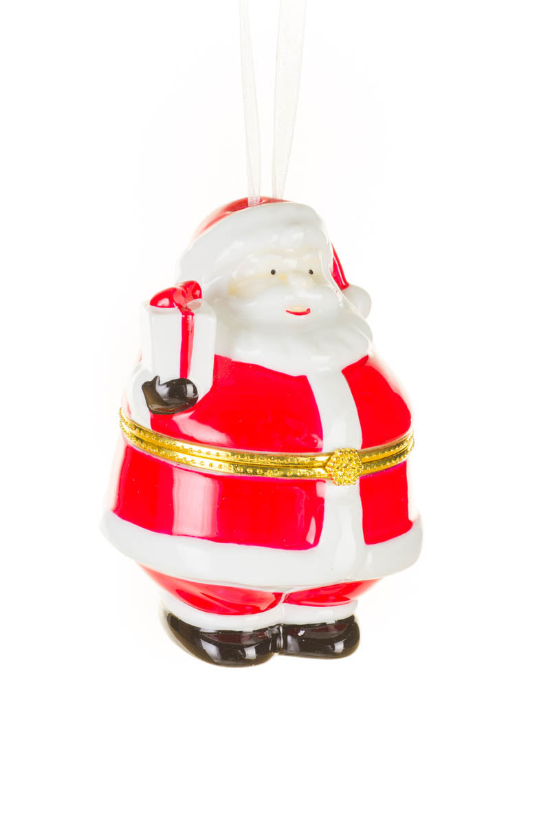 3.75" Hangable Red and White Porcelain Santa Keepsake Ornament