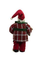 26" Red and Green Cloth Sabbatical Santa Figurine with Coffee and Snacks