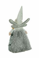 12" Gray and Silver Cloth Angel LED Doll with Silver Wings