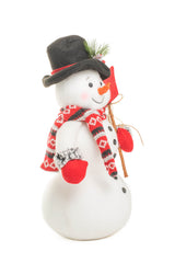 16" White and Red Polyfoam Majestic Snowman with Top Hat