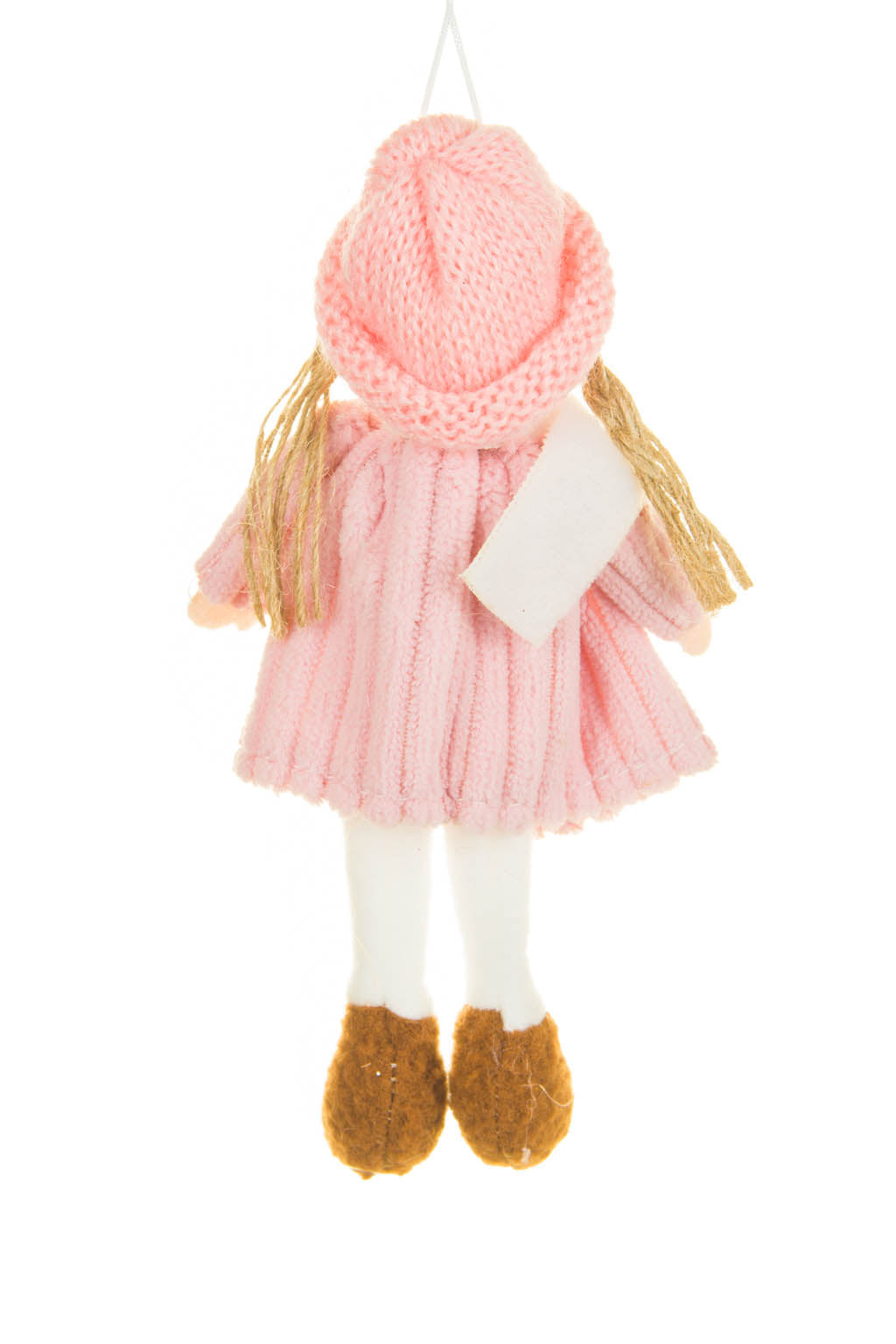 6" Hanging Pink Cloth Pigtail Girl Doll
