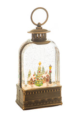 9" Brown Santa with Reindeer Snowglobe