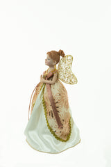 10" Striped Pink and White Cloth Fairy Figurine with Angel Wings