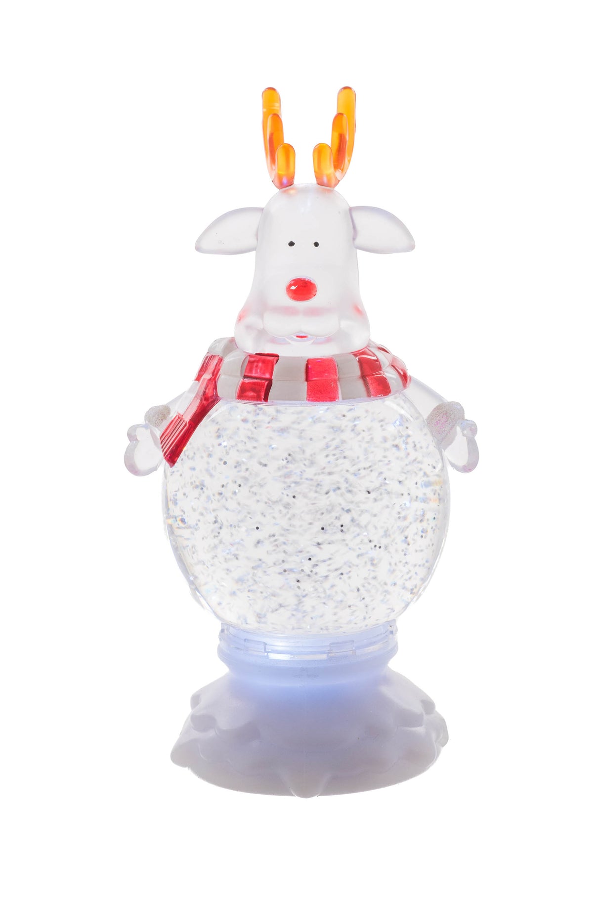 8.5" Clear Plastic Reindeer LED Snow Globe with Swirling Glitter