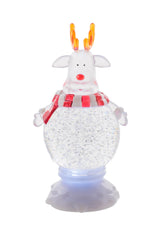 8.5" Clear Plastic Reindeer LED Snow Globe with Swirling Glitter
