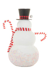28" Large White and Red Polyfoam Candycane Snowman Figurine
