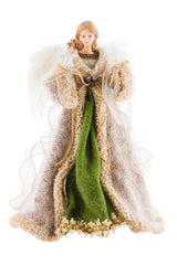 16.5" Gray and Green Fabric Forest Guardian 10-Light Angel Tree Topper