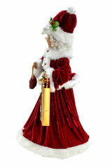 32" Burgundy Cloth Mrs. Claus Figurine with Gift Bag