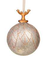 4.3" Hanging Splotched Gray and Gold Porcelain Deer Head Ornament