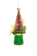 10" Red and Green Cloth Christmas Tree Party Hat