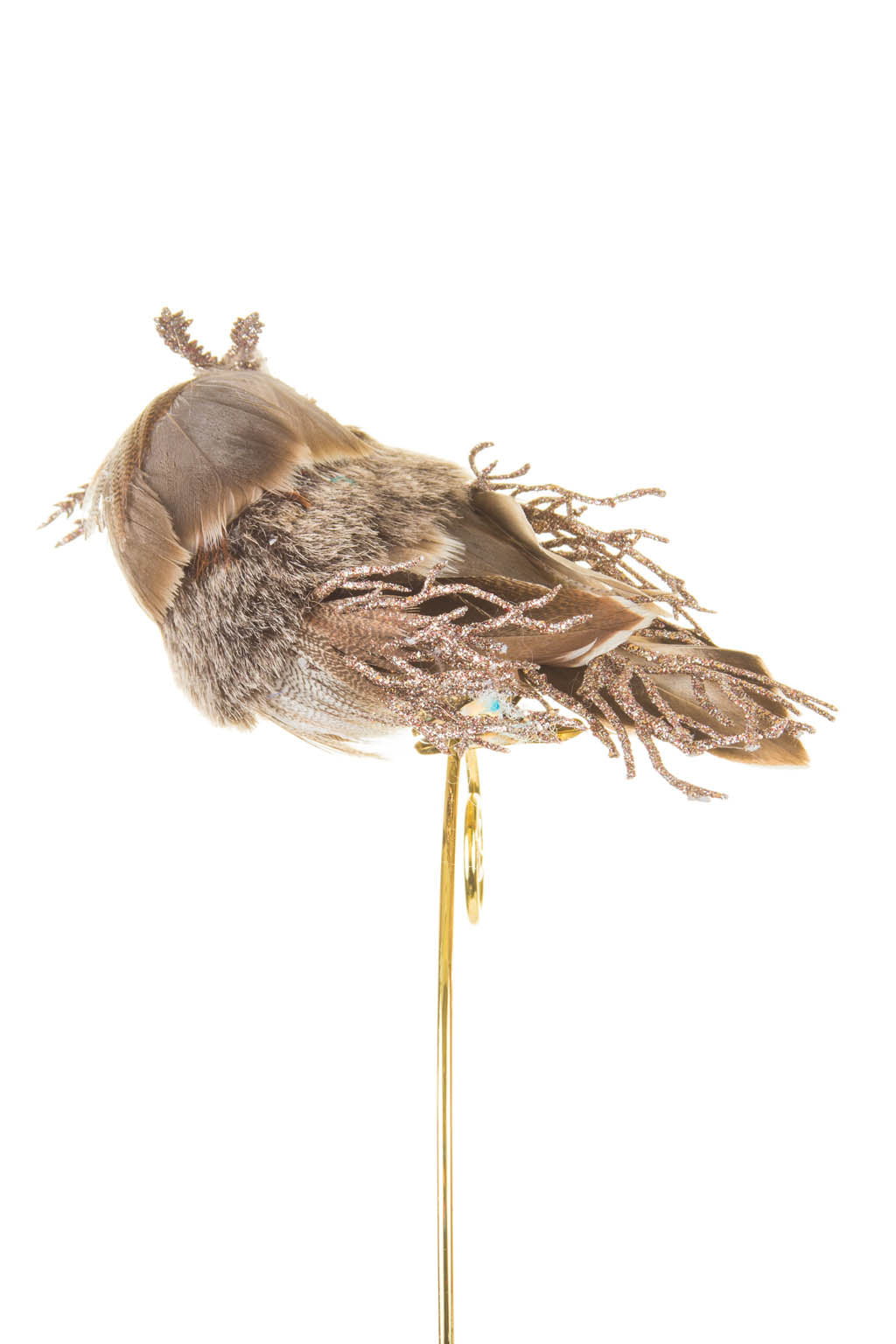 5" Clip-On Brown Foam Great Horned Owl Ornament with Twig Wings