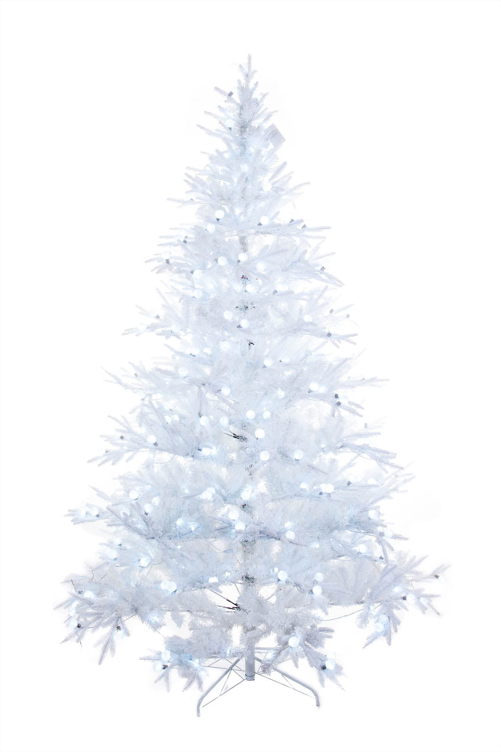 96" Flocked White Pe/Pvc Cool White LED Christmas Tree with Lights