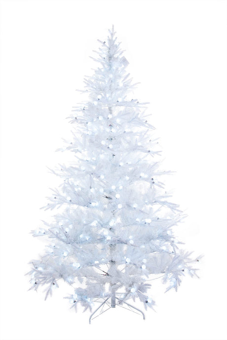 96" Flocked White Pe/Pvc Cool White LED Christmas Tree with Lights