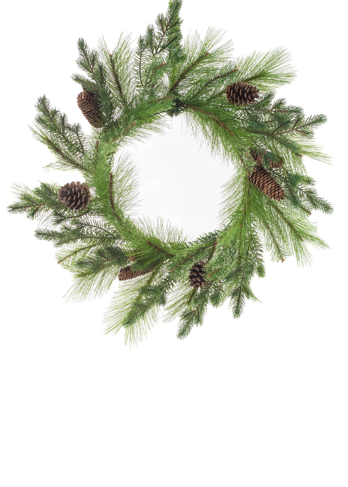 16.75" Green Plastic Mixed Pine Wreath with Pinecones