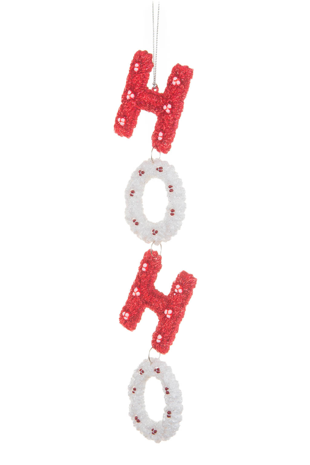 9.75" Hanging Red and White Acrylic Hoho Ornament Sign Ornament