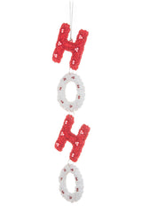 9.75" Hanging Red and White Acrylic Hoho Ornament Sign Ornament