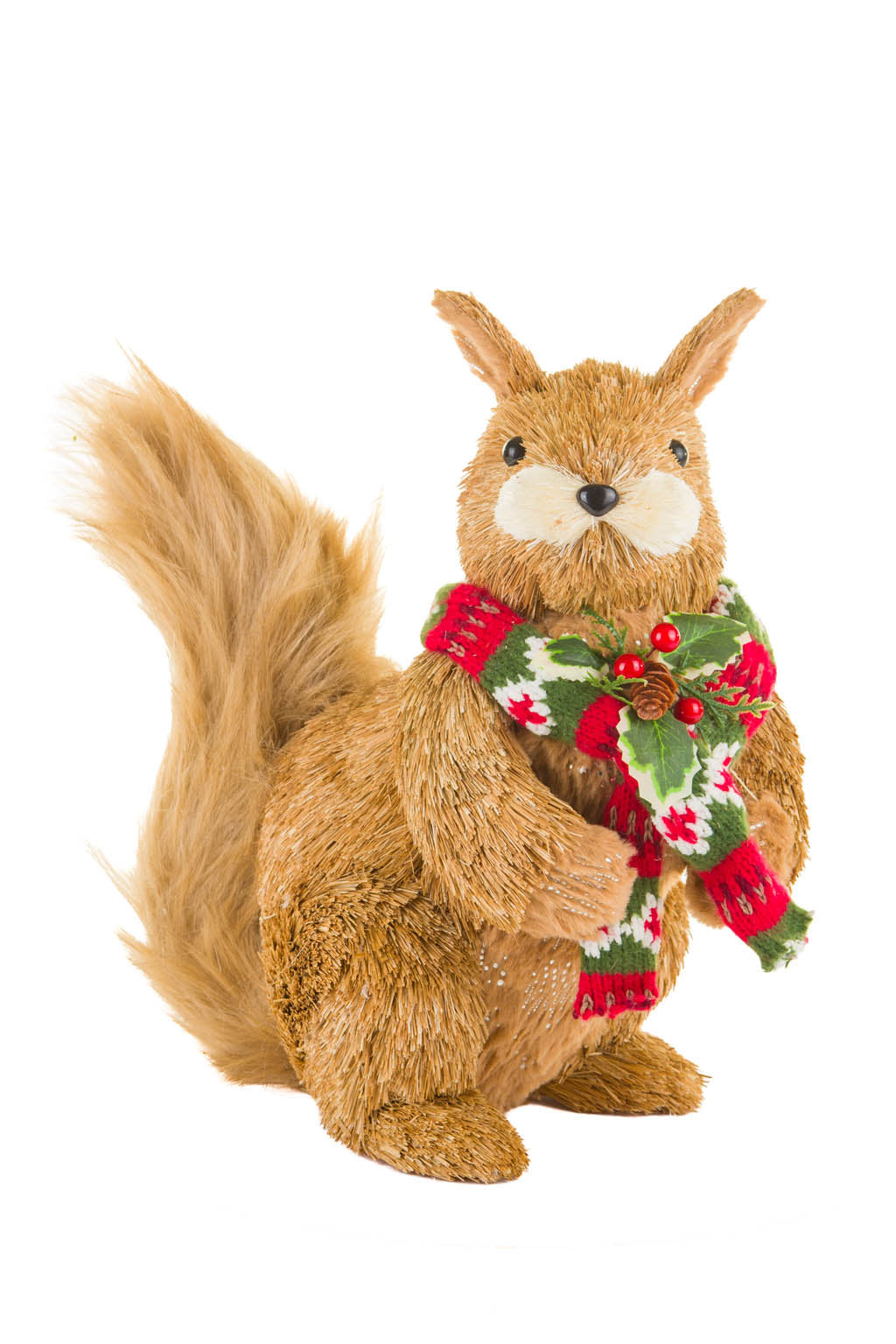 12.5" Caramel Foam Squirrel Figurine with Leafy Scarf
