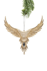 6.5" Hanging Champagne Plastic Angel Wing Ornament
