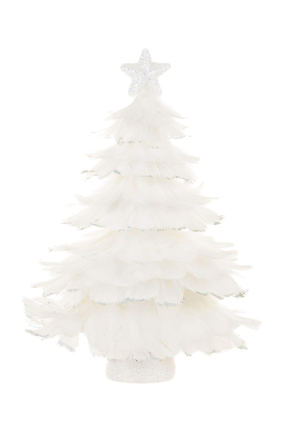 15" White Foam Star Topper 11 Tier Decorative Feather Christmas Tree