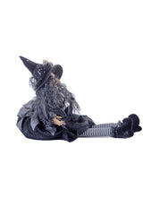 20" Sitting Black Cloth Adorable Witch Figure with Scepter