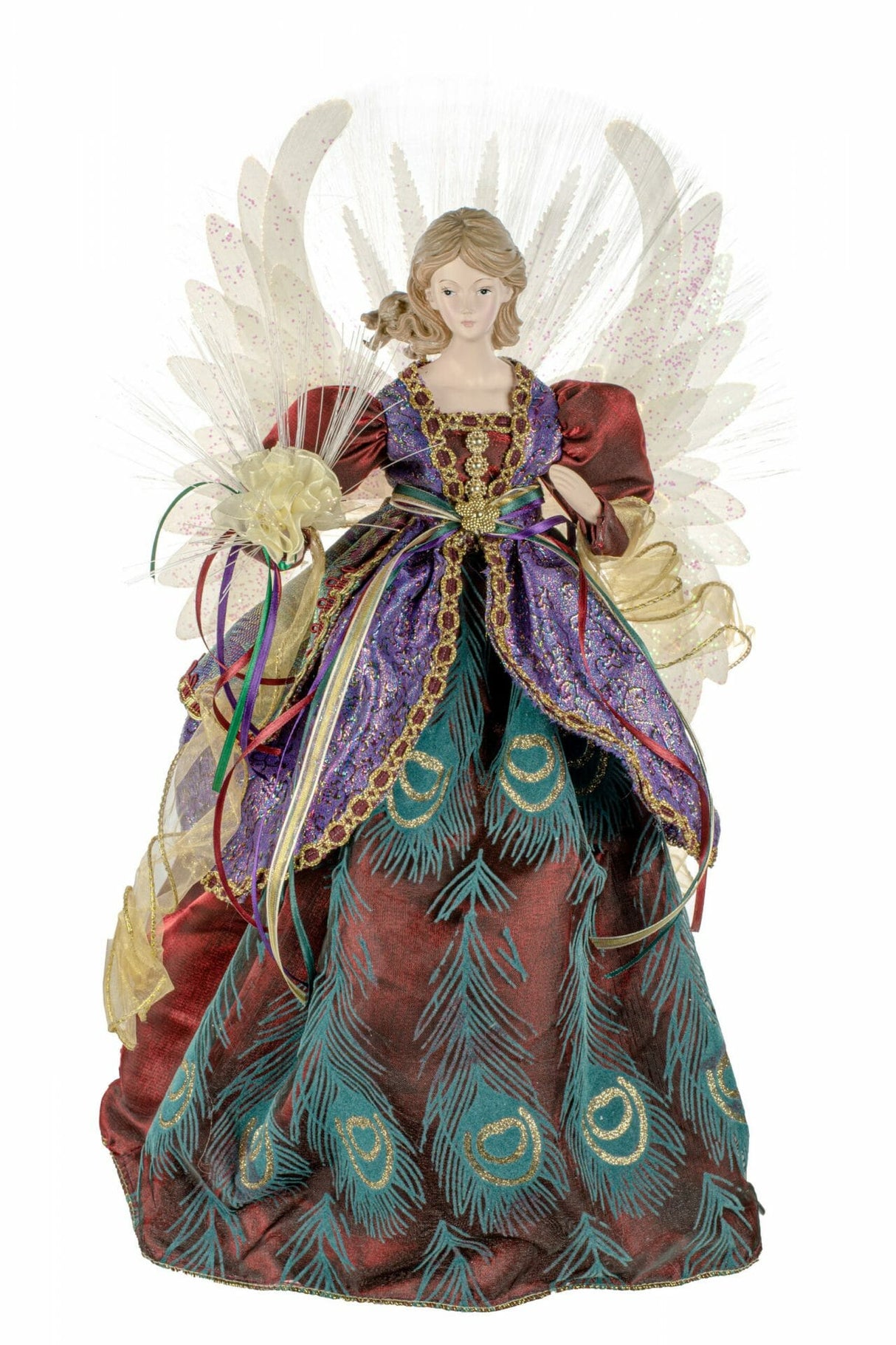 18" Rainbow Cloth Large Modern Fiber Optic Angel Tree Topper